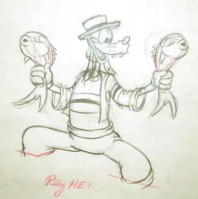 1939 GOOFY WILBUR Fishing Fish WALT DISNEY ORIGINAL PRODUCTION  Cel DRAWING • $506.25