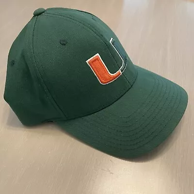 University Of Miami UM Hurricanes Nike Team Sports Hat Cap Sz M Green - Vintage! • $12