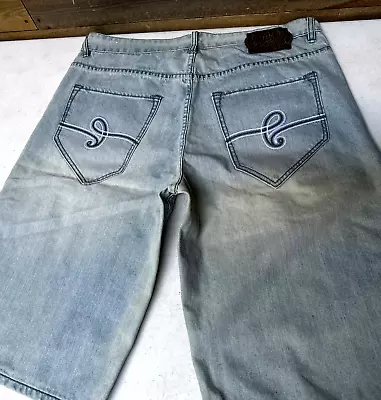 Ecko Unlimited Retro 90’s Denim Shorts Mens Size 36 Excellent Hip Hop Baggy • $24.99