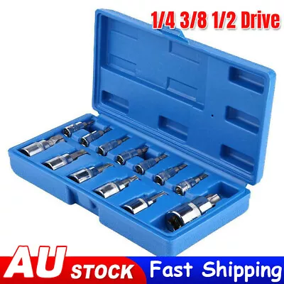 13pcs Torx Star Bit Socket Set Tamper Proof T8-T70 3/8'' 1/2'' 1/4  Drive + Case • $27.99