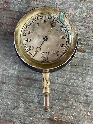 The Ashcroft Co NY Brass Steam Gauge 6” 200 Psi Steampunk Railroad Nautical READ • $92