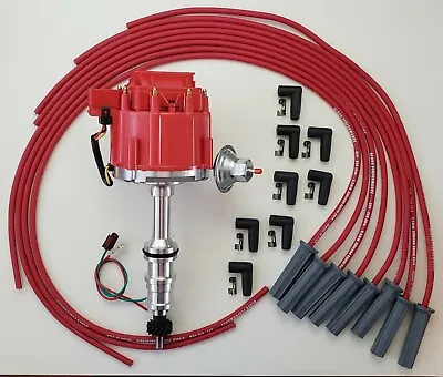$138.95 • Buy FORD FE 390 427 428 RED HEI DISTRIBUTOR + 8.5mm UNIVERSAL SPARK PLUG WIRES USA