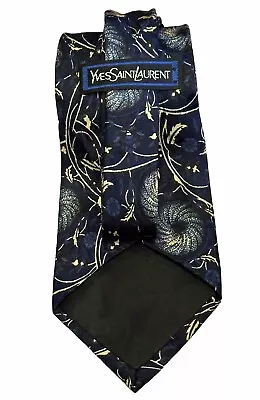 Yves Saint Laurent Ysl Vintage Necktie Blue Gold Geometric Italian Silk Made Usa • $83.25