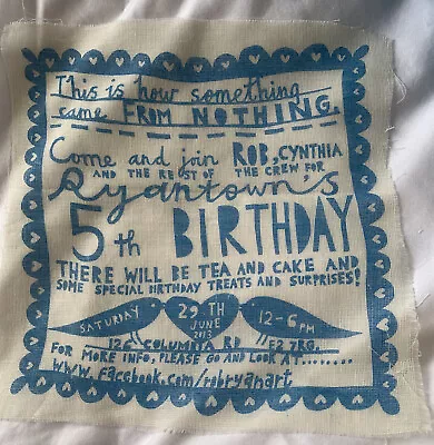 £4.99 • Buy Rob Ryan Screen Print On Muslin Advert 5th Birthday Party June/13