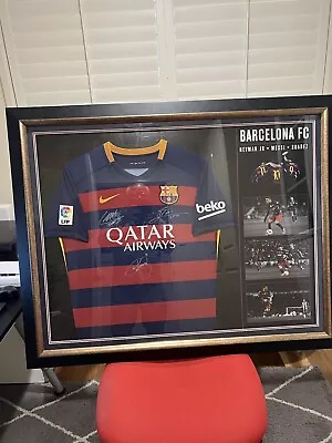 Messi Suarez Neymar Signed Barcelona Photo Framed Limited Edition Memorabilia B • $1.25