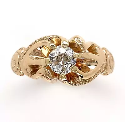 14k Gold Victorian Fancy Belcher .50ct Genuine Natural Diamond Men's Ring #J6536 • $1341