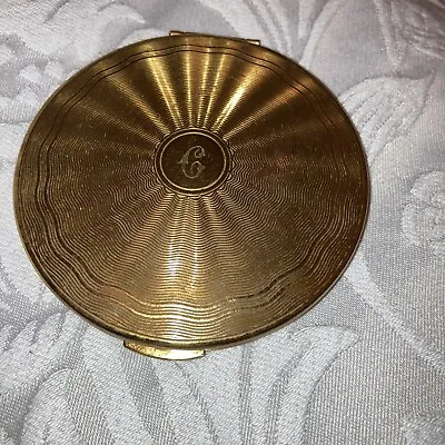 Vintage Kigu Brass Make Up Mirror Loose Powder Compact Sunburst Design REDUCED • £15