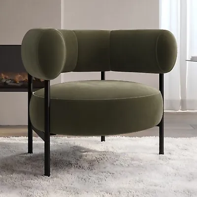 Green Velvet Curved Armchair - Romy ROY003 • £205.92