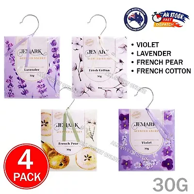 4pk Sachets Hanger Floral Scented Bags 120g Dry Fragrance Car Wardrobe Drawer AU • $16.95