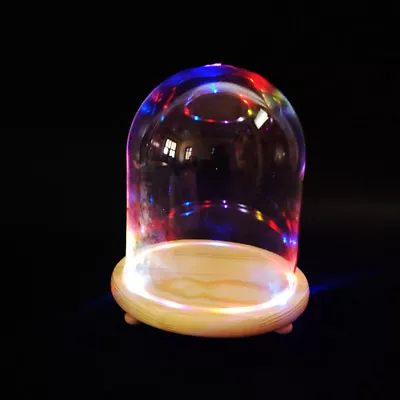 £8.95 • Buy Led Lighting Glass Dome Cloche Bell Jar Wood Base Display Stand Decorative Gift