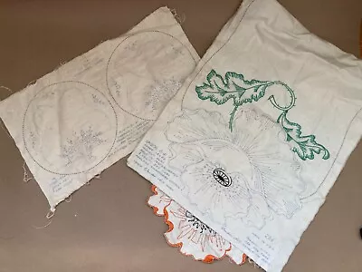 Vintage Set Of Stamped Embroidery Linens By Wonder Art Table Runner Doily Set • $10