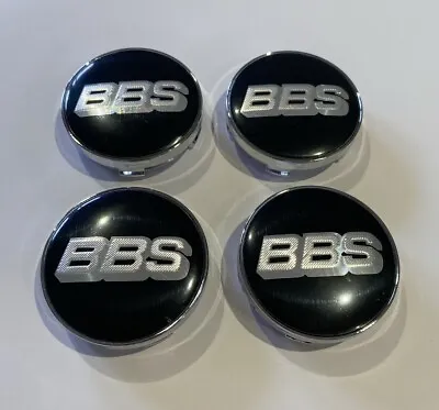 BBS Wheel Centre Caps Black & Silver Chrome Cap 60mm X4 Cap • $36