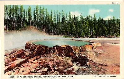 $4.90 • Buy Punch Bowl Hot Spring Yellowstone Wyoming National Park Linen Card Geyser 
