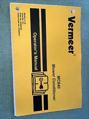 Vermeer MC840 Mower Conditioner Maintenance Manual • $39.99