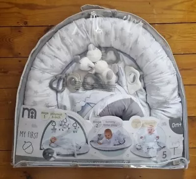 Mothercare My First Playmat & Arch With 5 Toys 3 Stage 0m+ White And Grey • £19.99