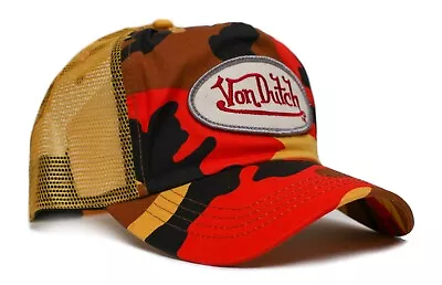 Authentic Vintage Von Dutch Originals Orange Gold Camo Truckers Cap Hat Snapback • $35.95