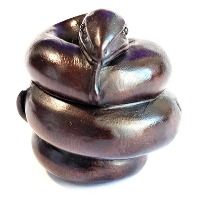 £34.79 • Buy F046 - 30 Years Old 2  Hand Carved Ebony Ironwood Netsuke - Snake