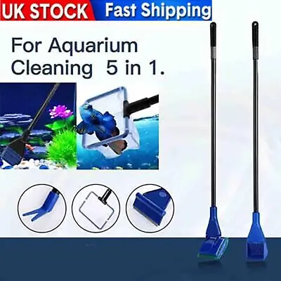 £7.99 • Buy Telescopic 5in1 Fish Tank Cleaner Magnetic Aquarium Algae Removal Scraper Brush