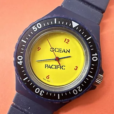 Vtg OCEAN PACIFIC OP Quartz Watch 100ft Sports Divers Style NEW BATTERY • $25.85