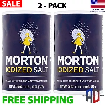 Morton Table Salt Iodized 26 Ounce Pack Of 2 • $12.97