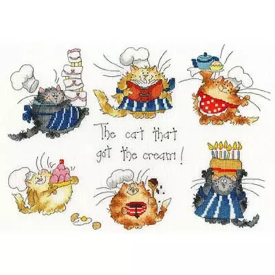 Bothy Threads Counted Cross Stitch Kit  The Cat That Got The Cream  36x25cm XM • $47.07