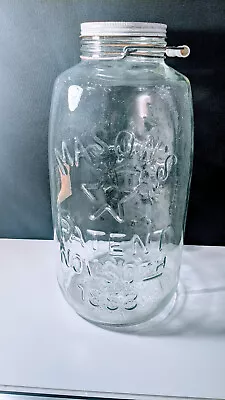 5 Gallon Mason's Eagle Star Glass Pickle Jar W/Lid & Handle Nov. 30th 1858 BOX! • $99.99