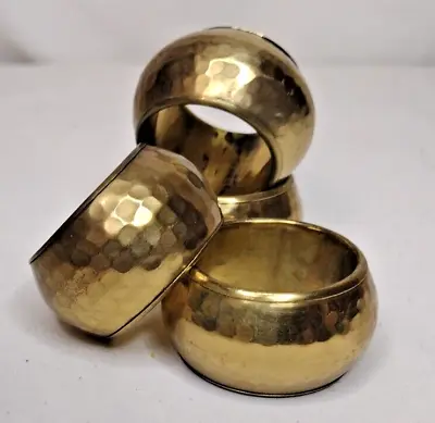 Set Of 4 Hammered Brass Napkin Rings Vintage Made In India • $16