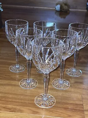 6 Marquis By Waterford Brookside Wine Glasses Crystal Goblets 9” • $50