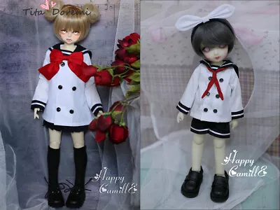 BJD Doll Long Sleeved Sailor Suit For MSD MDD 1/4 7-8  YOSD BB 1/6 6-7  Clothes • $32.99