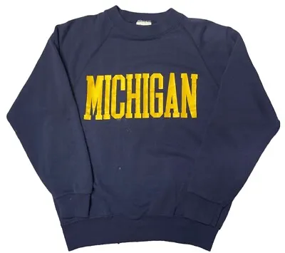 Vintage 80s University Of Michigan Crewneck Sweatshirt Size Large USA Football • $26.99