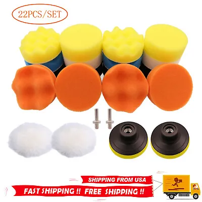 22pc 3  Car Buffing Pads Polishing Sponge Set Waxing Foam Polisher Kit For Drill • $10.99