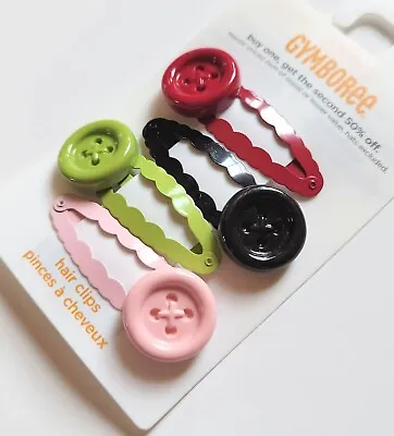 NWT Gymboree Girl  Pups And Kisses  Button Hair Clips Plum Green Pink • $8.90