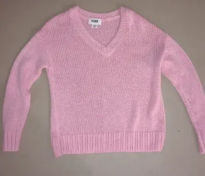 Victoria's Secret Pink Sweater Womens Small Pink V Neck Long Sleeve • $13