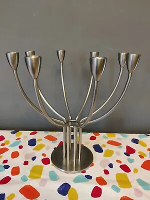 IKEA Stockholm Pewter 8 Arm Candelabra Candle Holder Pewter Metal 33cm • £30