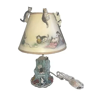 Vintage Kitten Cat Yarn Armchair Table Lamp Matching Shade 13.5 Tic VTG 60 Watt • $69.99
