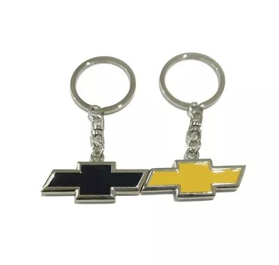 2pcs Chevy Keychain Yellow& Black Badge Bow Tie For Chevrolet Metal Enamel • $19.99