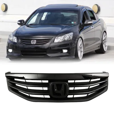 For 2011 2012 Honda Accord Front Bumper Upper Gloss Black Mesh Grill Grille • $69.99