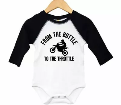 MOTOCROSS INFANT BODYSUIT From The Bottle To The Throttle RAGLAN BABY ROMPER • $19.99