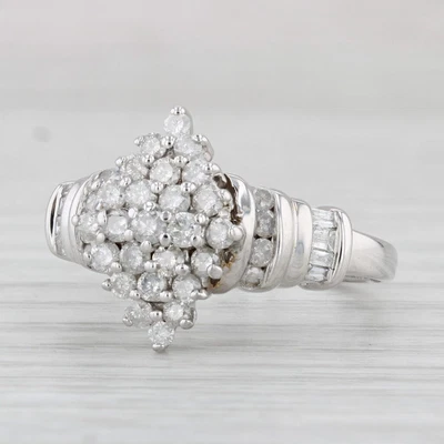 $756.95 • Buy 0.75ctw Diamond Cluster Ring 10k White Gold Size 6.75 Engagement