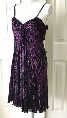 Eva Blue Vintage Y2K Dress Size 12  Purple Black Sequin Beaded Straps Party Goth • $49