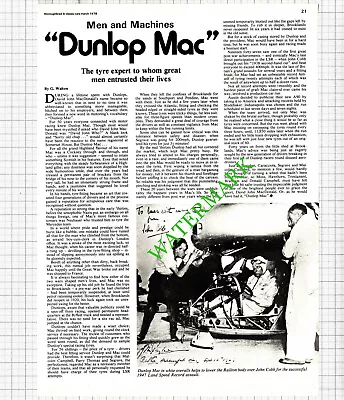 David John MacDonald Dunlop Mac  - 1978 Article • £6.95