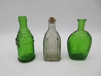 Lot Of 3 Miniature Bottles 3  Green Wheaton Grape - Ben Franklin & Chief Wahoo • $7.49