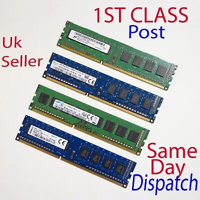 £3.50 • Buy Genuine DDR3 PC3 PC Dekstop Ram Memory PC3-12800 1600MHZ TESTED (Mix Brands)