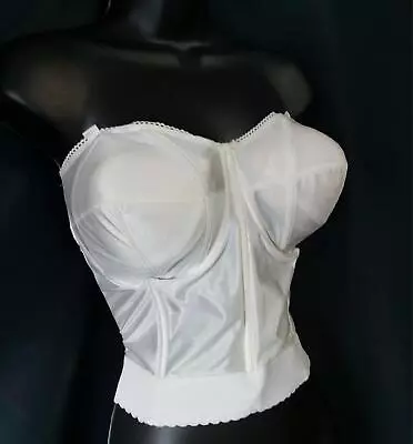 VOLUPTOUS IVORY Strapless 1980s Vintage BUSTIER BRA - Sz 44 D • $42.44