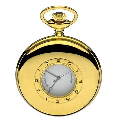 Mount Royal Gold Plated Half Hunter Pocket Watch Swiss Quartz Movement Ref B8 • $93.87