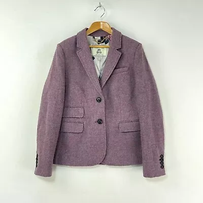 Joules Wiscombe Tweed Jacket Womens 10 Lilac Purple Wool Country Hacking Blazer • $61.01