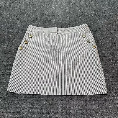 J Crew Skirt Womens 0 Black White Strip Cotton Seersucker Lined Pockets • $14.99