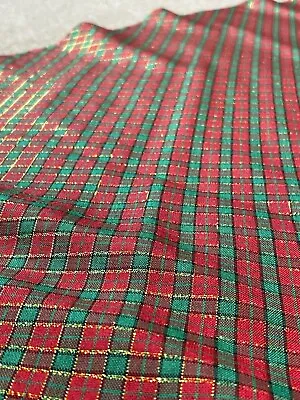 Vintage Christmas Farmhouse Cottage Plaid Red Green Gold Round Tablecloth 60  • $24.99