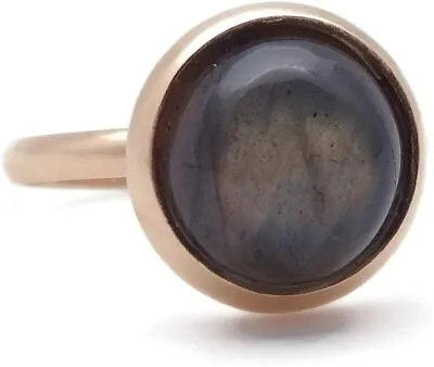 Mariana Labradorite Mineral Stone Cabochon Gold Plated Adjustable Ring M55 • $33.60