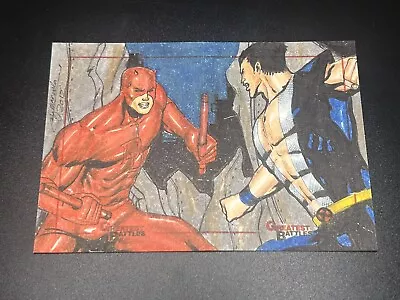 Marvel Greatest Battles Sketch Cards By Mark Marvida Dare Devil 😈 • $150